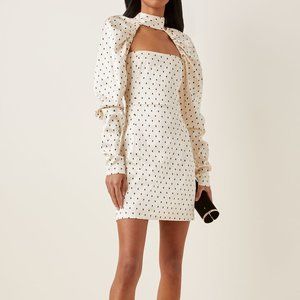 ROTATE Kaya Polka-Dot Cutout Satin Mini Dress